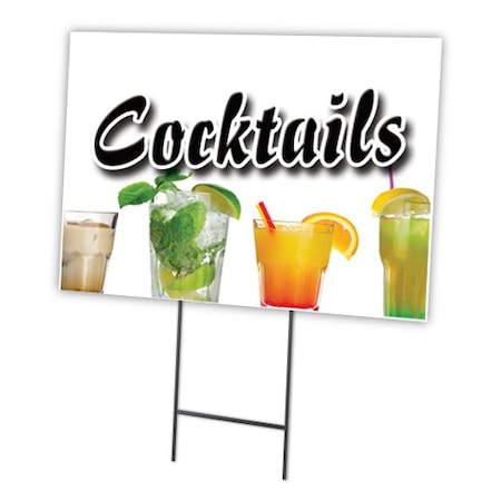 Cocktails Yard Sign & Stake Outdoor Plastic Coroplast Window
